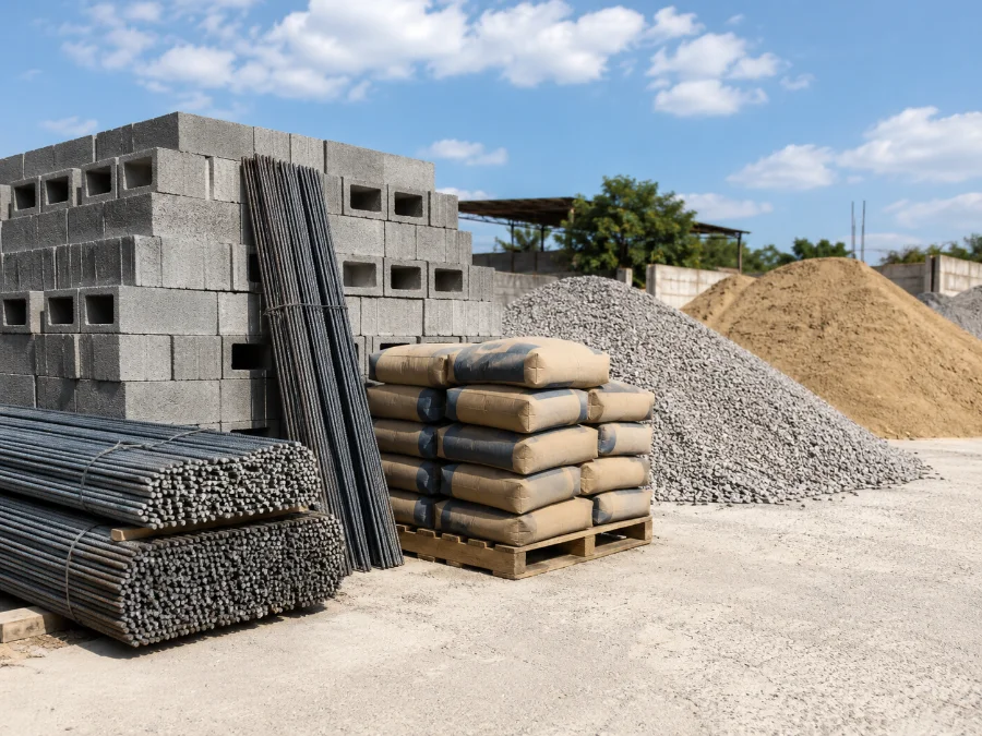 Blocks, varillas y materiales para construcción